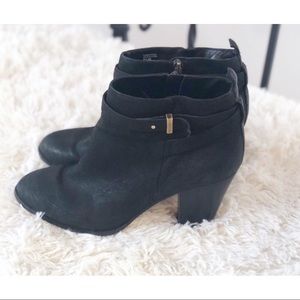 Ann Taylor Black Leather Textured Booties